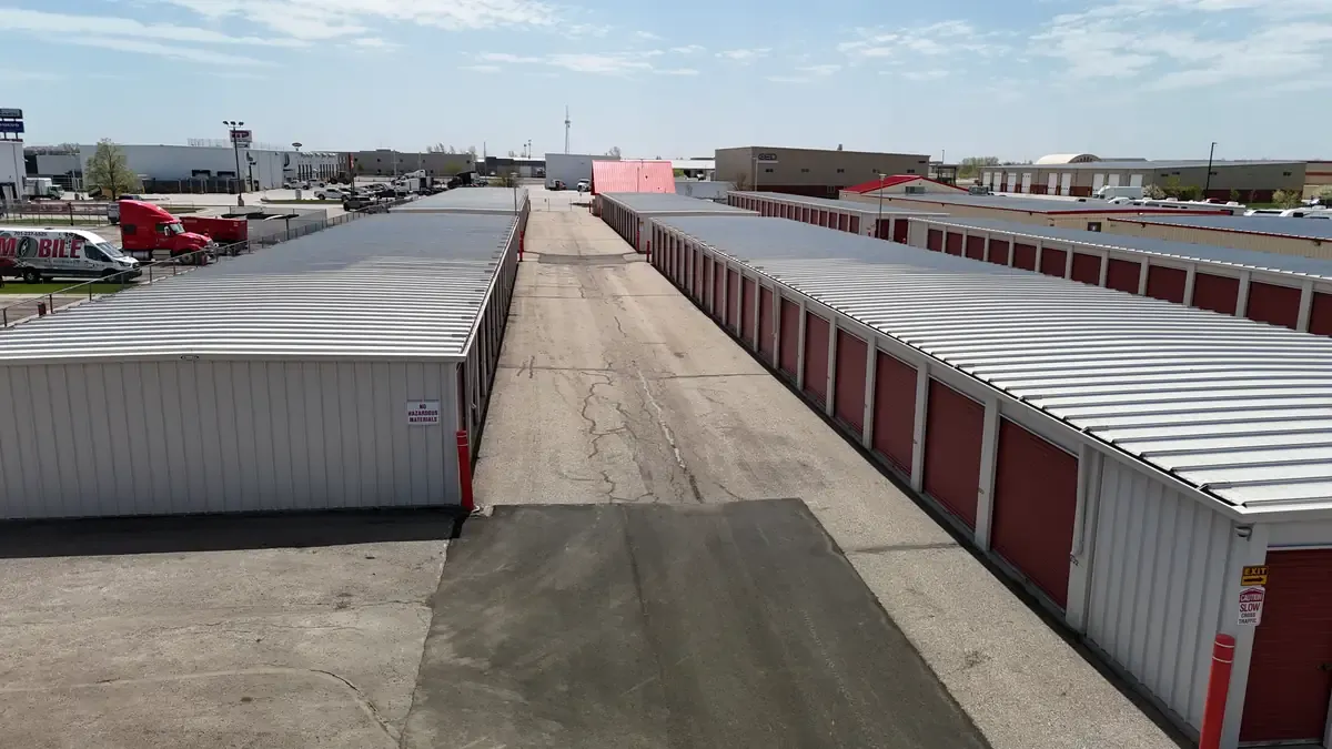 Aerial view of facility with drive up units